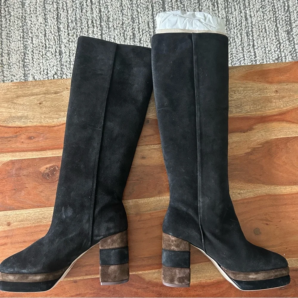 New Tory Burch Platform Tall Knee High Suede Boots - Picture 8 of 8